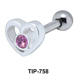 Stone Set Heart Shaped Helix Piercing TIP-758