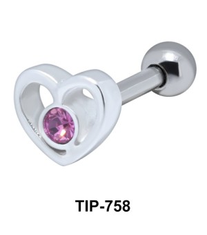 Stone Set Heart Shaped Helix Piercing TIP-758