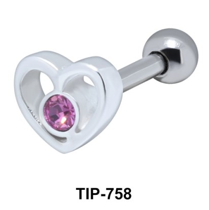 Stone Set Heart Shaped Helix Piercing TIP-758