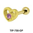 Stone Set Heart Shaped Helix Piercing TIP-758