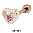 Stone Set Heart Shaped Helix Piercing TIP-758