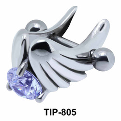 Stone Set Wings Upper Ear Cartilage Shields TIP-805