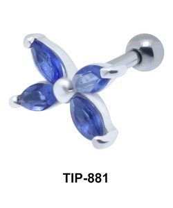 Blue Stone Flower Upper Ear Piercing TIP-881