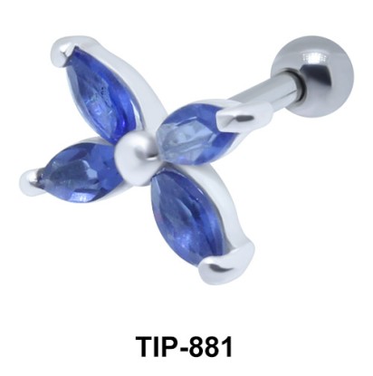 Blue Stone Flower Upper Ear Piercing TIP-881