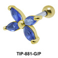 Blue Stone Flower Upper Ear Piercing TIP-881