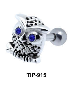 Stone Set Owl Shaped Helix Piercing TIP-915