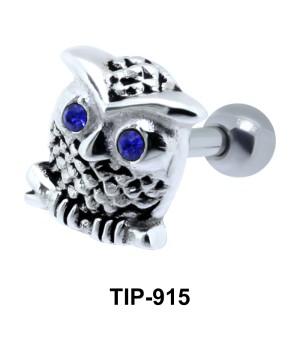 Stone Set Owl Shaped Helix Piercing TIP-915