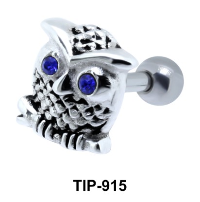 Stone Set Owl Shaped Helix Piercing TIP-915