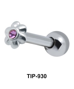 Stone Set Flower Silver Upper Ear Piercing  TIP-930