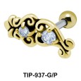 Dual Stone Studded Elaborate Design Helix Ear Piercing TIP-937