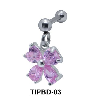 Stone Set Flower Shaped Upper Ear Dangling Charms TIPBD-03