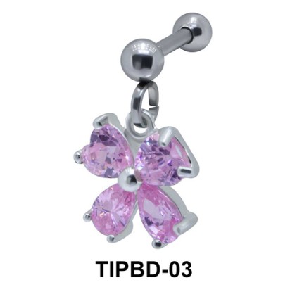 Stone Set Flower Shaped Upper Ear Dangling Charms TIPBD-03