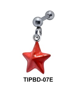 Bright Red Star Dangling Upper Ear Piercing TIPBD-07E