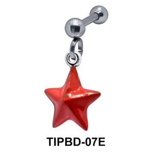 Bright Red Star Dangling Upper Ear Piercing TIPBD-07E