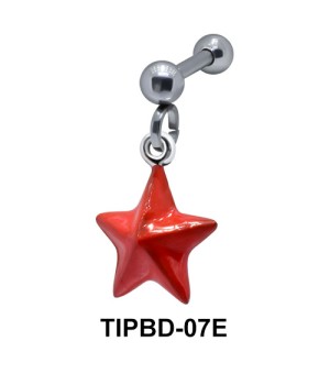 Bright Red Star Dangling Upper Ear Piercing TIPBD-07E