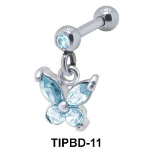 Stone Set Butterfly Upper Ear Dangling Charms TIPBD-11