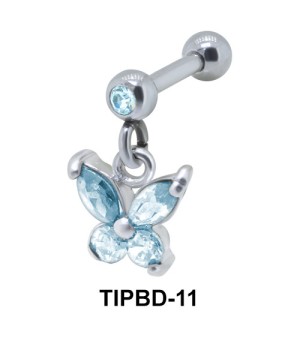 Stone Set Butterfly Upper Ear Dangling Charms TIPBD-11