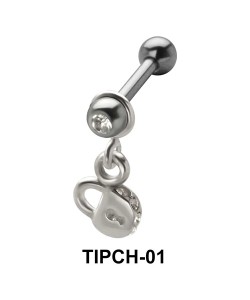 Stone Set Lock Shaped Upper Ear Charms TIPCH-01