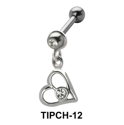 Stone Set Heart Dangling Upper Ear Charms TIPCH-12