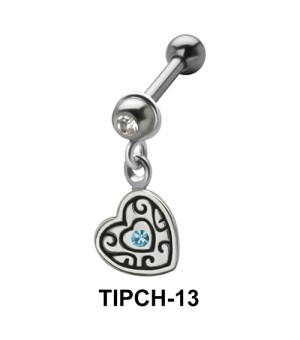 Stone Set Heart Dangling Upper Ear Charms TIPCH-13