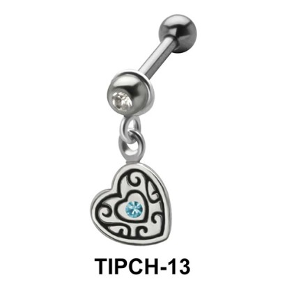 Stone Set Heart Dangling Upper Ear Charms TIPCH-13