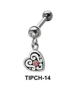 Stone Set Heart Dangling Upper Ear Charms TIPCH-14