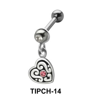 Stone Set Heart Dangling Upper Ear Charms TIPCH-14