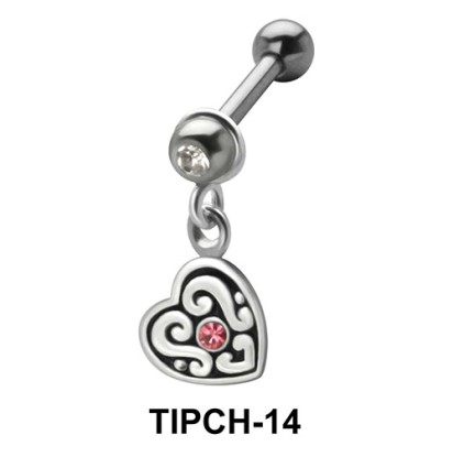 Stone Set Heart Dangling Upper Ear Charms TIPCH-14