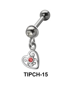 Stone Set Heart Dangling Upper Ear Charms TIPCH-15