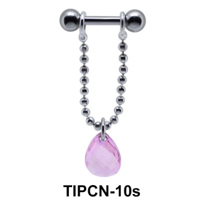 Pear Shaped Pink Stone Upper Ear Piercing TIPCN-10s