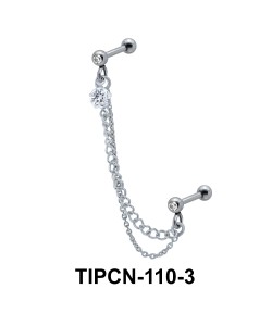 Stone Set Double Chain Upper Ear Piercing TIPCN-110-3