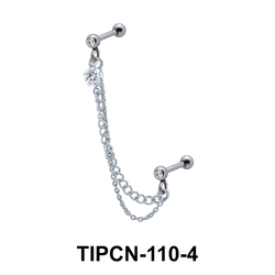 Stone Set Double Chain Upper Ear Piercing TIPCN-110-4