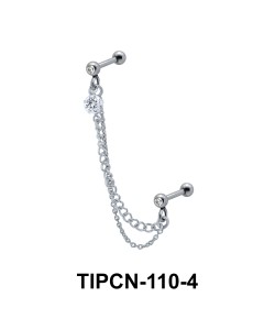 Stone Set Double Chain Upper Ear Piercing TIPCN-110-4