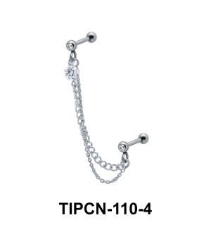 Stone Set Double Chain Upper Ear Piercing TIPCN-110-4