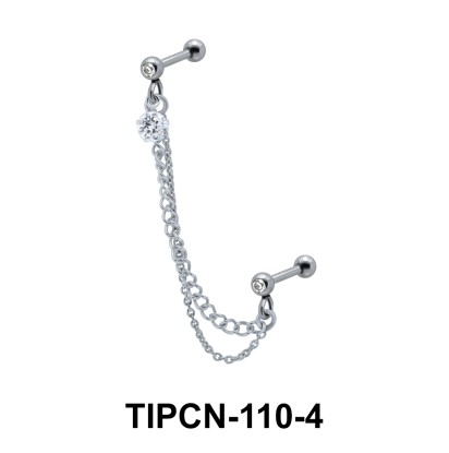 Stone Set Double Chain Upper Ear Piercing TIPCN-110-4