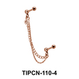 Stone Set Double Chain Upper Ear Piercing TIPCN-110-4