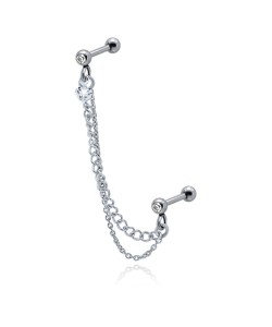 Pink Stone Set Upper Ear Piercing Chain TIPCN-111-3