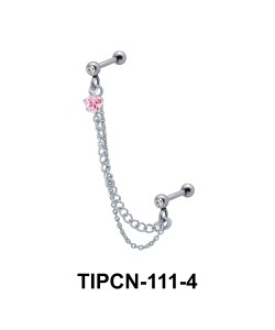 Pink Stone Set Upper Ear Piercing Chain TIPCN-111-4