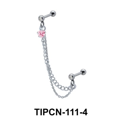 Pink Stone Set Upper Ear Piercing Chain TIPCN-111-4