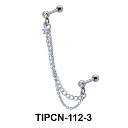 Star Stone Set Upper Ear Piercing Chain TIPCN-112-3