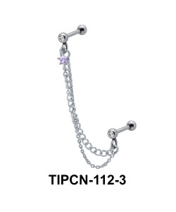 Star Stone Set Upper Ear Piercing Chain TIPCN-112-3