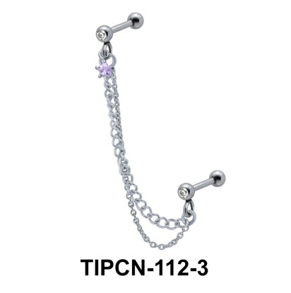 Star Stone Set Upper Ear Piercing Chain TIPCN-112-3