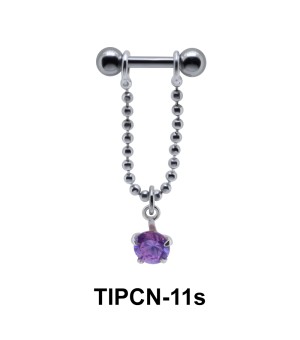 Dangling Round Stone Chain Upper Ear Piercing TIPCN-11s