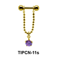 Dangling Round Stone Chain Upper Ear Piercing TIPCN-11s