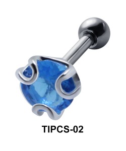 Blue Round Stone Helix Ear Piercing TIPCS-02