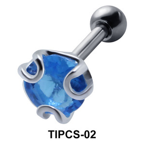 Blue Round Stone Helix Ear Piercing TIPCS-02