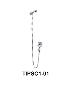 Flower Dangling Ear Piercing with Stud Chain TIPSC1-01