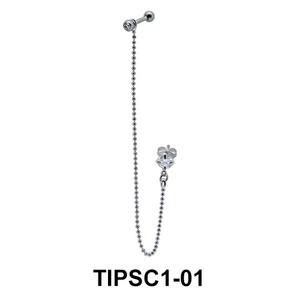 Flower Dangling Ear Piercing with Stud Chain TIPSC1-01