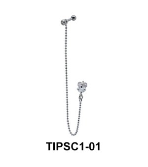 Flower Dangling Ear Piercing with Stud Chain TIPSC1-01