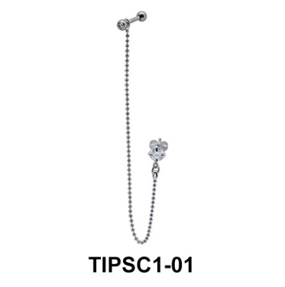 Flower Dangling Ear Piercing with Stud Chain TIPSC1-01